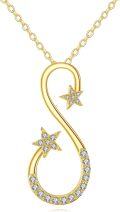wholesale Gold 14K Yellow Gold Star Infinity Pendant Necklace for Women s-0-0