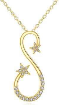 wholesale Gold 14K Yellow Gold Star Infinity Pendant Necklace for Women s-gold infinity necklace