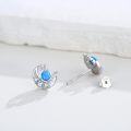 wholesale 925 Sterling Silver Blue Opal Crescent Moon & Stars Stud Earrings Celestial s for Women Girls-0-1