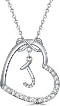 wholesale Sterling Silver Heart Initial Necklace Infinity A Z Letter Necklaces for Women-J