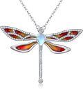 wholesale 925 Sterling Silver Rainbow Moonstone Dragonfly Pendant Necklace Gemstone s for Her-0-0
