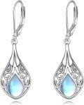 wholesale 925 Sterling Silver Rainbow Moonstone & Larimar Teardrop Infinity Dangle Leverback Earrings Gift for Women-0-0