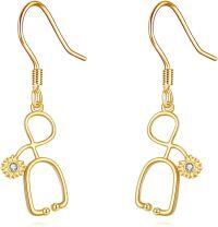 wholesale 14K Gold CZ Sunflower Infinity Drop Leverback Earrings Gift Set-Nurse Earrings
