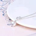 wholesale 14K White Gold Heart-Shaped Diamond and Freshwater Pearl Pendant Necklace (16-18)-0-3