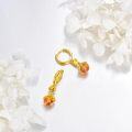 wholesale Gold-Plated 925 Sterling Silver Honeycomb Bees & Amber Drop Hoop Earrings for Women-0-4