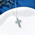 wholesale Sterling Silver Turquoise Cross Birth Flower Necklace 12 Month Pendant for Women Mom-0-13