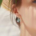 wholesale 925 Sterling Silver Green Crystal Four-Leaf Clover Leverback Earrings-0-4