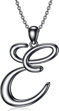 wholesale Sterling Silver 26 Letter Pendant Necklace-black gold plated-Letter E