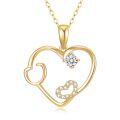 wholesale 14K Gold Heart-Shaped Pendant with Diamond Accent for Nurses' Gifts - 16/18 inch Chain-0-0