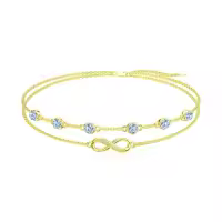 wholesale 925 Sterling Silver Birthstone Women s Anklet Bracelets Infinity Butterfly Evil Eye Turtle Pineapple Starfish Heart-Bracelet 7"-9"-Infinity 12-Blue Topaz-Yellow Gold