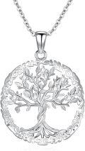 wholesale 925 Sterling Silver Tree of Life Pendant Necklace with Cubic Zirconia Stones for Women and Men-0-0