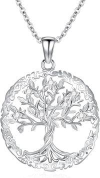 wholesale 925 Sterling Silver Tree of Life Pendant Necklace with Cubic Zirconia Stones for Women and Men-Tree of Life-2