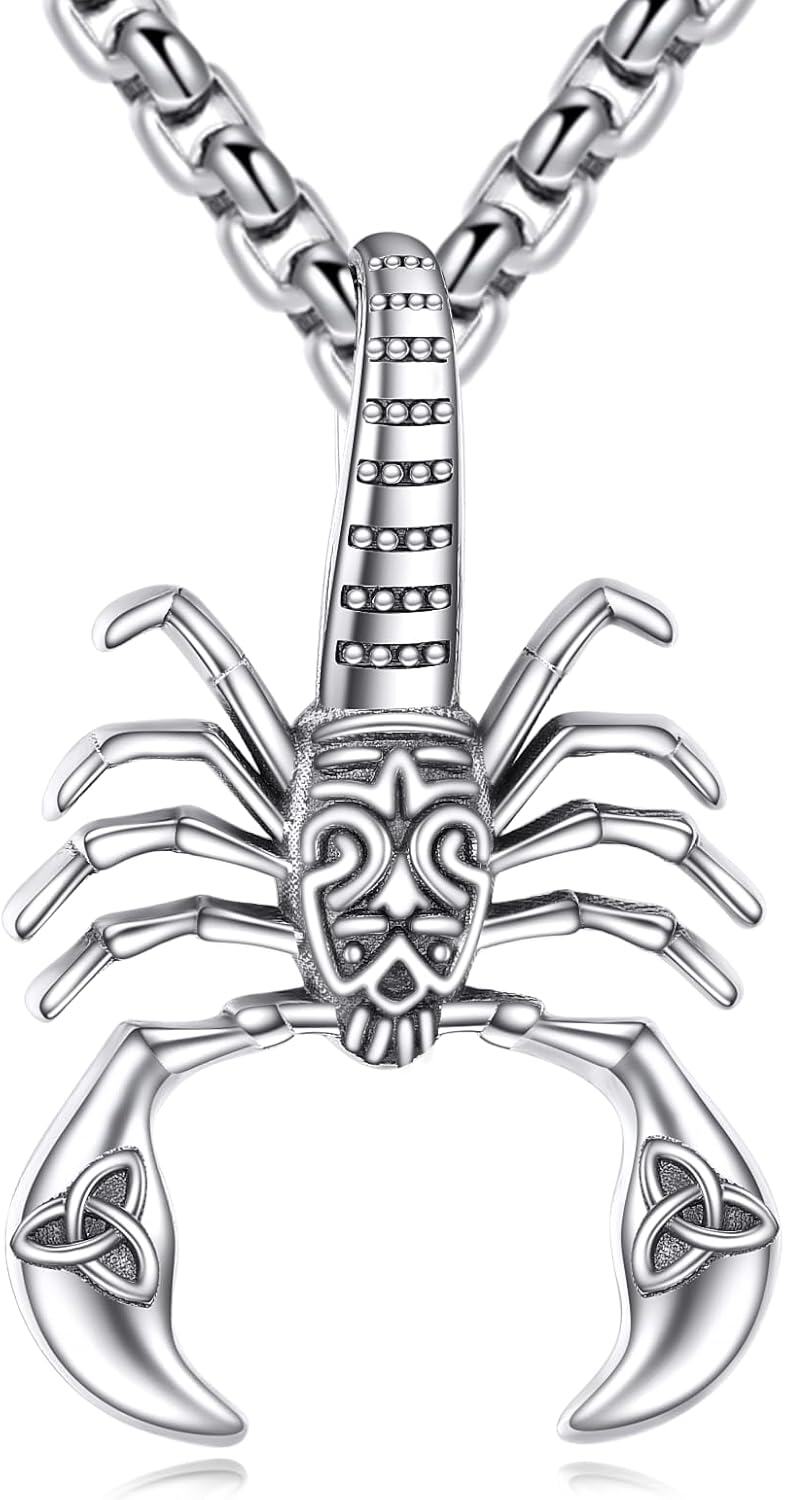 wholesale 925 Sterling Silver Gold Plated Scorpion Pendant Necklaces for Men Women Gothic Punk Style  47cm Chain Length-0-0