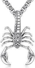 wholesale 925 Sterling Silver Gold Plated Scorpion Pendant Necklaces for Men Women Gothic Punk Style  47cm Chain Length-0-0