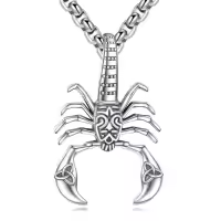 wholesale 925 Sterling Silver Gold Plated Scorpion Pendant Necklaces Wholesale for Men Women Gothic Punk Style  47cm Chain Length-Scorpion Necklace