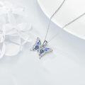 wholesale 925 Sterling Silver Blue Enamel Butterfly Pendant Necklaces for Women Gifts-0-4