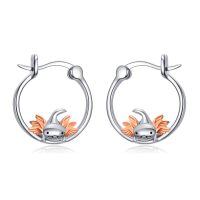 wholesale 925 Silver Axolotl Hoop Earrings Platinum Rose Gold Plated Cute Animal Jewelry-Axolotl