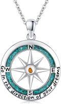 wholesale 925 Sterling Silver Compass Turquoise Pendant Necklace with Inspirational Message Go in the direction of your dreams - Christian Faith Jewelry for Women-0-0