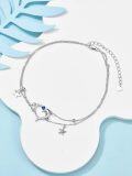 wholesale TOUPOP Anklet For Women Moonstone Sea Turtle Anklet Bracelet Sterling Silver Adjustable Foot Anklet Fine Jewelry Ocean Beach Gifts For Women (dolphin Anklets 9+2inch) -0-2