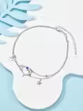 TOUPOP Sterling Silver Moonstone Women's Sea Turtle Adjustable Anklet Bracelet-0-2