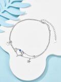 TOUPOP Sterling Silver Moonstone Women's Sea Turtle Adjustable Anklet Bracelet-0-2
