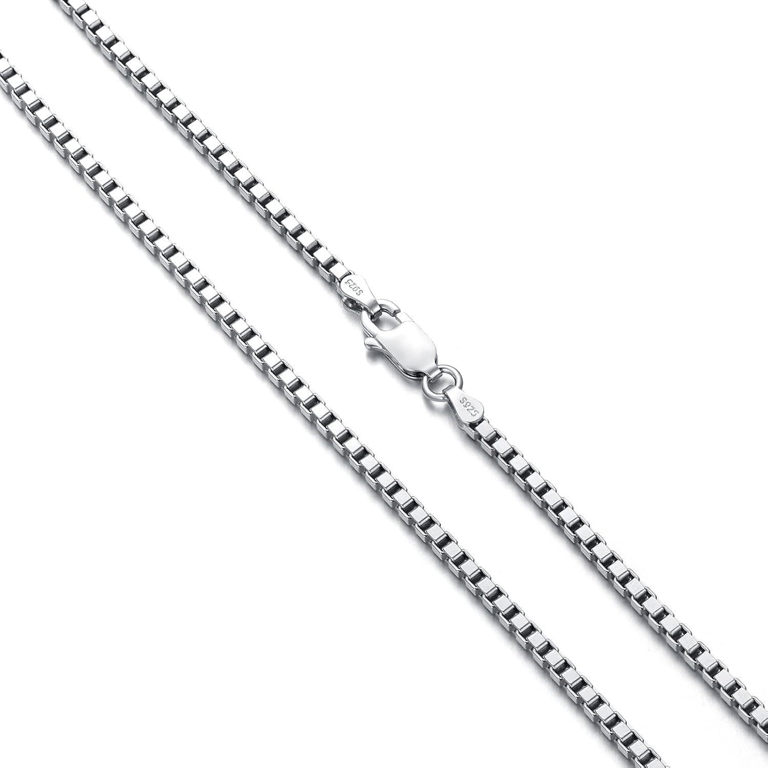 925 Sterling Silver Box Link Chain with Lobster Claw Clasp (1-4/7 mm) - Lengths from 18 to 26 inches-0-0