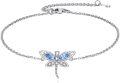 wholesale 925 Sterling Silver Blue Crystal Dragonfly Charm Anklet for Women Beach Foot Chain s-0-0
