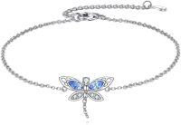wholesale 925 Sterling Silver Blue Crystal Dragonfly Charm Anklet for Women Beach Foot Chain s-Dragonfly