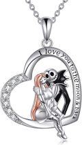wholesale TOUPOP Sterling Silver Jack And Sally Heart Infinity Pendant I Love You Forever Skull Jewelry Birthday Gifts For Women Wife Girlfriend Daughter Gothic Jewelry Christmas Gifts For Women, Sterling -0-0