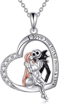 wholesale TOUPOP Sterling Silver Jack And Sally Heart Infinity Pendant I Love You Forever Skull Jewelry Birthday Gifts For Women Wife Girlfriend Daughter Gothic Jewelry Christmas Gifts For Women, Sterling -undefined