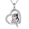TOUPOP Sterling Silver & Stone Jack Sally Heart Infinity Skull Pendant Jewelry Gift-0-0