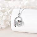 wholesale 925 Sterling Silver Raccoon Love Heart Pendant Necklaces for Couples and Families Gifts-0-2