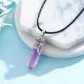 wholesale 925 Sterling Silver Purple Rose Quartz Crystal Pendant Necklace with Flower Design and Cord Chain for Women Girls  48cm Length-0-3