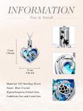 wholesale Silver Turtle Heart Keepsake Pendant with Blue Crystal and Funnel - 925 Sterling Silver Urn Necklace for Ashes Cremation Memory Jewelry-0-3