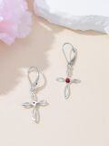 TOUPOP Sterling Silver Birthstone Infinity Cross Dangle Earrings For Women-0-3