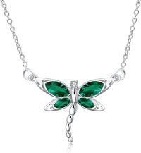 wholesale 925 Sterling Silver Crystal Dragonfly Necklace Birthstone Jewelry Gift-5 May Birthstone