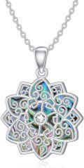 wholesale 925 Sterling Silver Abalone Shell Tree of Life Pendant with CZ and Evil Eye Charm Necklace-0-0