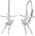 wholesale 925 Sterling Silver Birthstone Crystal Ballerina Earrings for Women-0-0
