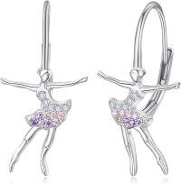 wholesale 925 Sterling Silver Birthstone Crystal Ballerina Earrings for Women-Ballet Earrings-C