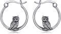 wholesale 925 Sterling Silver Owl Hoop Earrings - Adorable  for Her-0-0