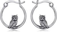 wholesale 925 Sterling Silver Owl Hoop Earrings - Adorable  for Her-owl