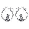 wholesale 925 Sterling Silver Owl Hoop Earrings - Adorable  for Her-0-0