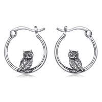 wholesale 925 Sterling Silver Owl Hoop Earrings - Adorable  for Her-owl