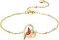wholesale 14K Gold Cardinal Heart Charm Bracelet for Women Girls-0-0