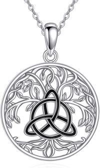 wholesale 925 Sterling Silver Tree of Life Triquetra Knot Pendant Necklace-Celtic Tree Necklace