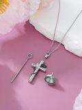 wholesale TOUPOP Cat Cross Urn Necklaces For Ashes S925 Sterling Silver Butterfly Cremation Jewelry Memorial Keepsake Jewelry With Funnel Filler For Women Men -0-1