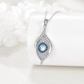 wholesale 925 Sterling Silver Teardrop Moonstone Evil Eye Pendant Necklaces for Women Blue Eyes s-0-4