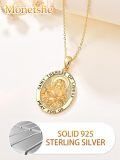 wholesale Gold-Plated 925 Sterling Silver St Therese of Lisieux Medal Necklace with Pray For Us Inscription and Roses Design - Catholic Gift for Women (18+2) Chain-0-4