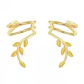 wholesale 14K Gold Leaf Vine Ear Cuffs - 2Pcs Non-Piercing Wrap Around Cartilage Hoop Earring Sets Wholesale for Women-0-0