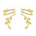 wholesale 14K Gold Leaf Vine Ear Cuffs - 2Pcs Non-Piercing Wrap Around Cartilage Hoop Earring Set for Women-0-0